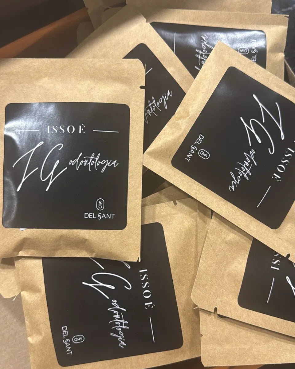 Sachês de drip com etiqueta personalizada de cliente